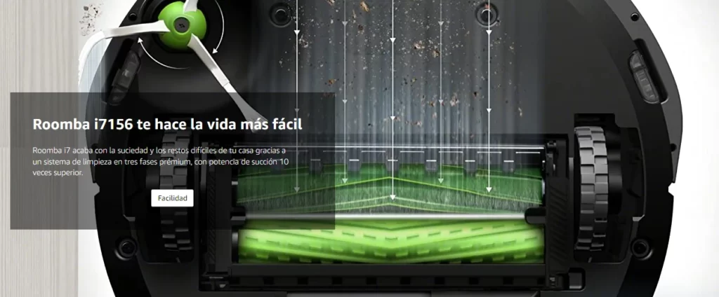 Roomba i7156 tiene una potencia de succión 10 veces superior a la serie 600
